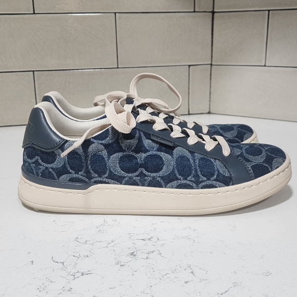 Coach CS106 Blue Demin Signature C's Shoes Womens 8.5B Coach Retail - Picture 4 of 10
